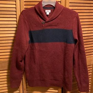 Old Navy Burgundy and Navy Blue Shawl Collar Sweater
